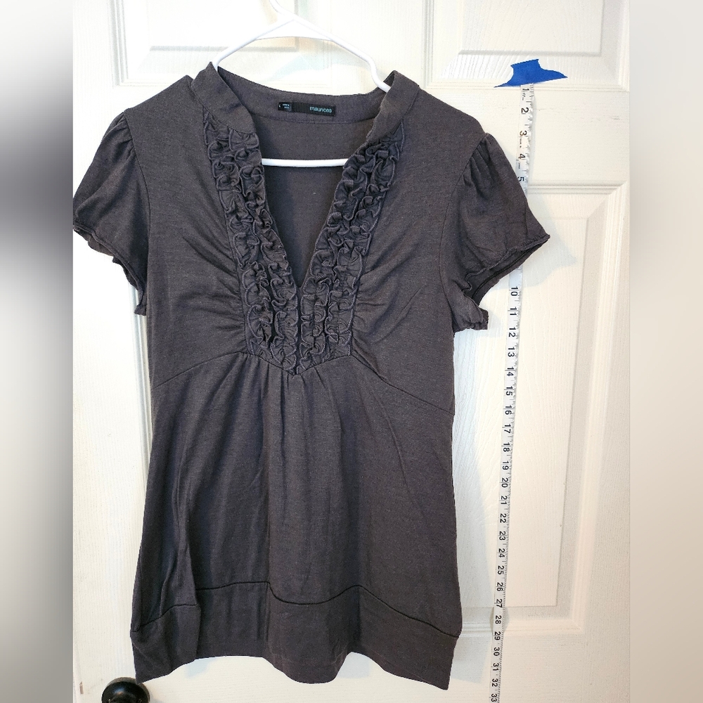 Gray Ruffled Women's Top